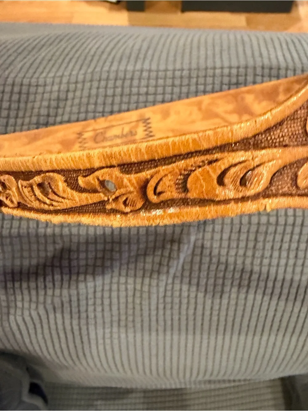 Chambers Brown/Tan Hand Tooled Leather Western Belt Silver Buckle Size 36 NWOTS!